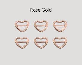 Deslizadores de lencería con forma de corazón en oro rosa: ajustadores de tirantes (8-18 mm)