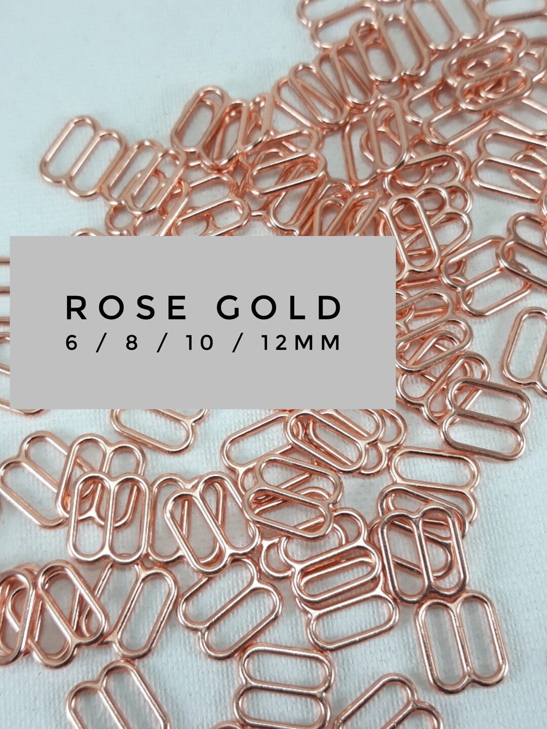 Lingerie Making Metal Slider Rose Gold Bra Straps Regulator 6/8/10/12