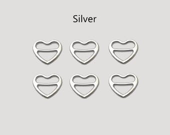 Deslizadores de lencería Silver Heart: ajustadores de tirantes de sujetador (8-18 mm)