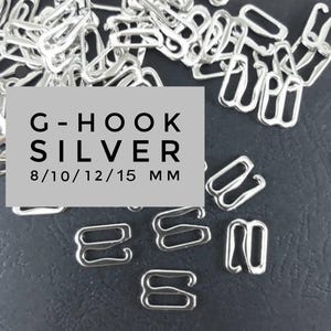 Metal g hooks lingerie 8 / 10 / 12 / 15  mm silver bra supplies