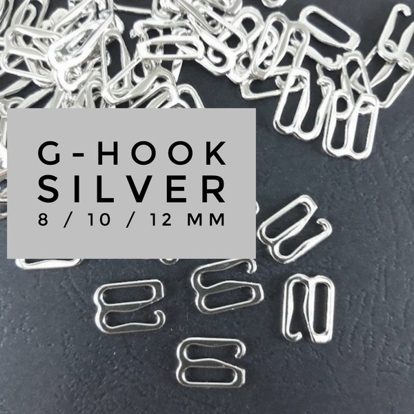 Metal g hooks lingerie 8 / 10 / 12 mm silver bra supplies