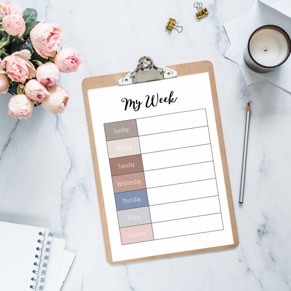 INSTANT DOWNLOAD Printable Week Planner Calendar Weekly | Etsy