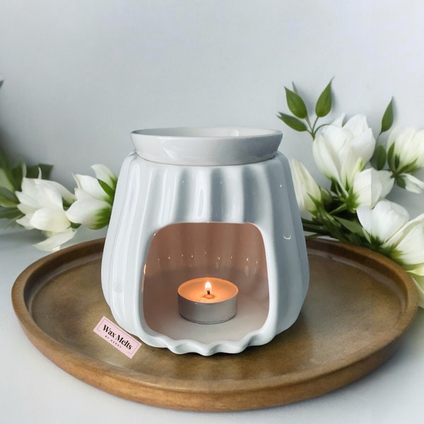 Dallas - Wax Burner - Ceramic Tea Light Wax Burner - White - Wax Melt Burner - Home - Gift - Interior