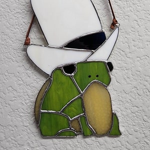 Stained Glass Cowboy Frog (White Hat)