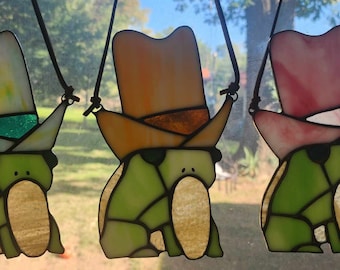 Stained Glass Cowboy Frog (Orange Hat)