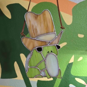 Stained Glass Cowboy Frog (Brown Hat)