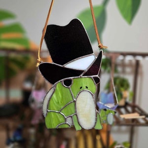 Stained Glass Cowboy Frog (Black Hat)