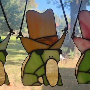 Stained Glass Cowboy Frog (Orange Hat)