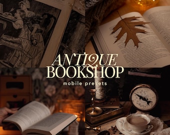 Preimpostazioni LIBRERIA ANTIQUARIATO per Lightroom / 4 preimpostazioni per dispositivi mobili / Preimpostazioni Vintage Cozy Marrone Scuro e Moody / Tema Bookstagram Biblioteca Autunnale Rustica