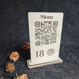 Restaurant Tischnummern mit QR-Code-Menü, Cafe Tischnummern, Hochzeitstischnummer, Holztischnummern mit QR-Code, Qr-Code-Menü