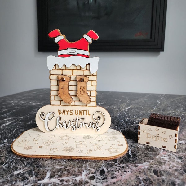 Conto alla rovescia di Natale - Calendario in legno personalizzato per il conto alla rovescia di Natale - Conto alla rovescia di Babbo Natale - Decorazioni natalizie - Regali di Natale