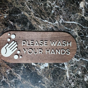 Wooden Please Wash Your Hands Sign, Handwashing Reminder, Health and Safety Sign, Wash Hands Notice