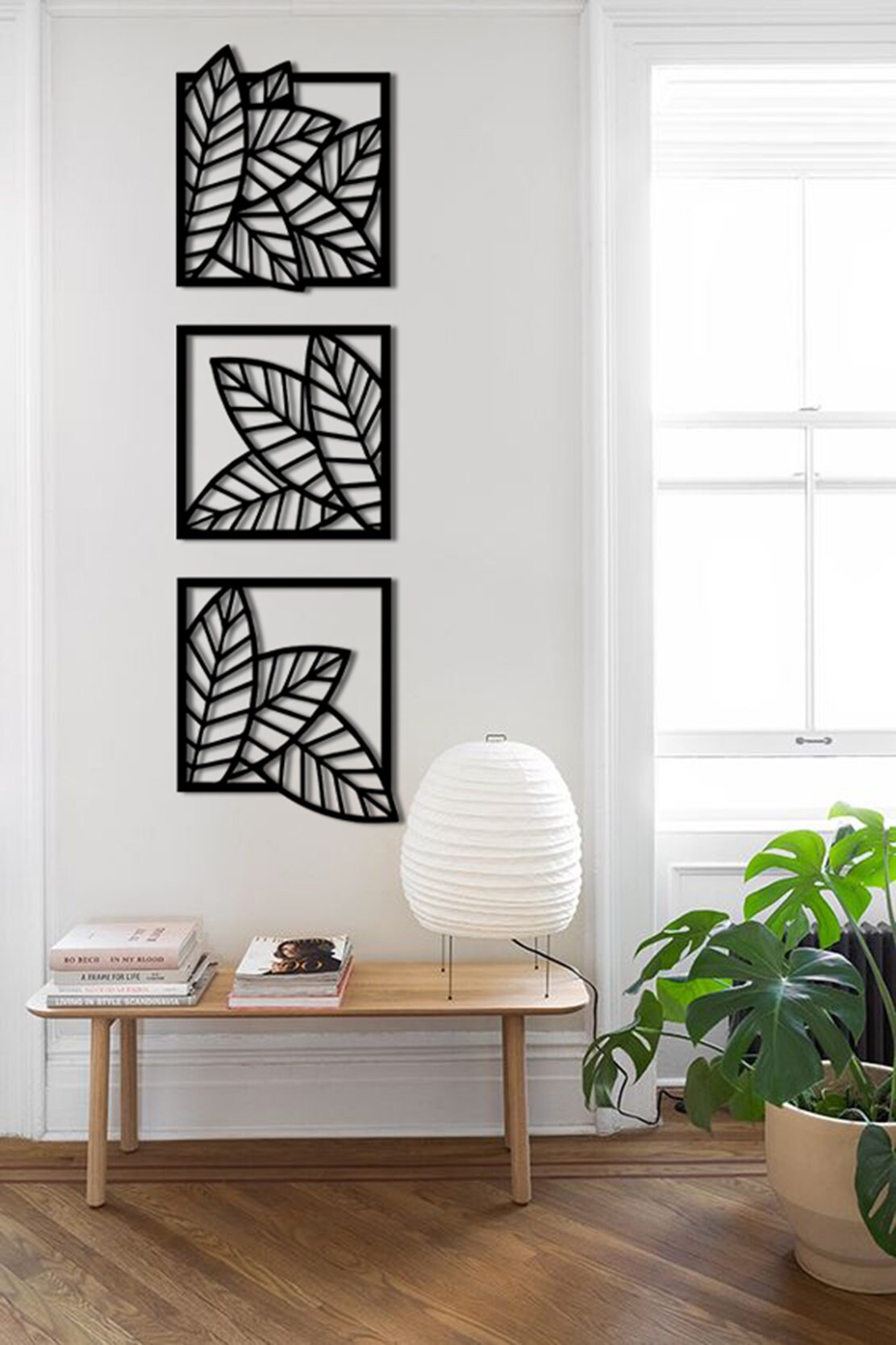 Wooden Leaf Wall Decor Leaves Wood Wall Art 3 Panel Set - Etsy