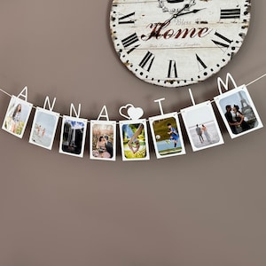 DEINE NAMEN (lang) Girlande Foto Hochzeits-EDITION bis zu 20 Buchstaben personalisiert, Deko, Wimpel Kette, Fotowand, Geschenk, Karton Plott