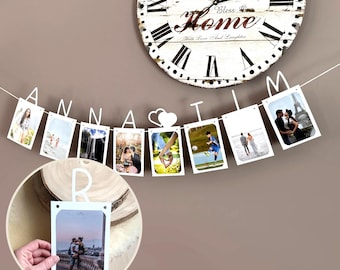 YOUR NAMES Personalized Photo Garland Wedding • Name Garland • Wedding Decoration with Photos • Photo Garland with Names • Photo Wall Decoration