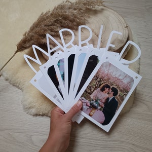 JUST MARRIED garland photo wedding EDITION, decoration, pennant chain, photo wall, premium, gift, cardboard, plotter, photo, milestone