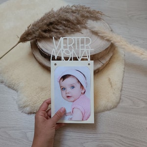 12 month photo garland, pennant chain, baby birth card, premium, customizable, gift, cardboard, postcard, plotter, photo, milestone