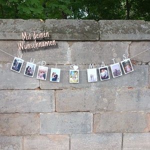 YOUR NAMES (long) garland photo wedding EDITION up to 20 letters personalized, decoration, pennant chain, photo wall, gift, cardboard plot