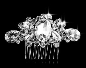 Crystal Bridal Hair Comb, Silver Rhinestone Hair Comb for Bride, Clear Crystal Hair Piece for Wedding, Wedding Hair Accessory, Bride Comb