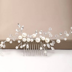 Perle de mariée en cristal argenté avec strass bijou, gouttelette, peigne à cheveux de mariage/accessoire pour cheveux/épingle à cheveux image 4