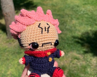 Handmade Crochet King of Curses Chibi – Dark Fantasy Amigurumi