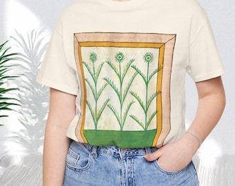 Vintage Herbs Sugarcane Botanical T-Shirt, Gardening Tee, Plant Lover Gift, Nature Illustration Shirt, Farmhouse Style Top