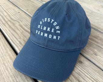 Maidstone Lake, Vermont Hat, Embroidered Organic Baseball Cap, Baseball Cap with Embroidery