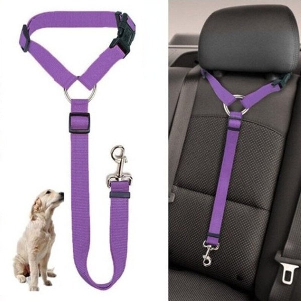 Solid Two-in-one Pet Car Seat Belt Lead Leash BackSeat Safety Belt Adjustable Harness for Kitten Dogs Collar Pet Accessories 610