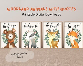 Woodland Animal Nursery Prints [Digital Download] | Nursery decor | Forest themed nursery