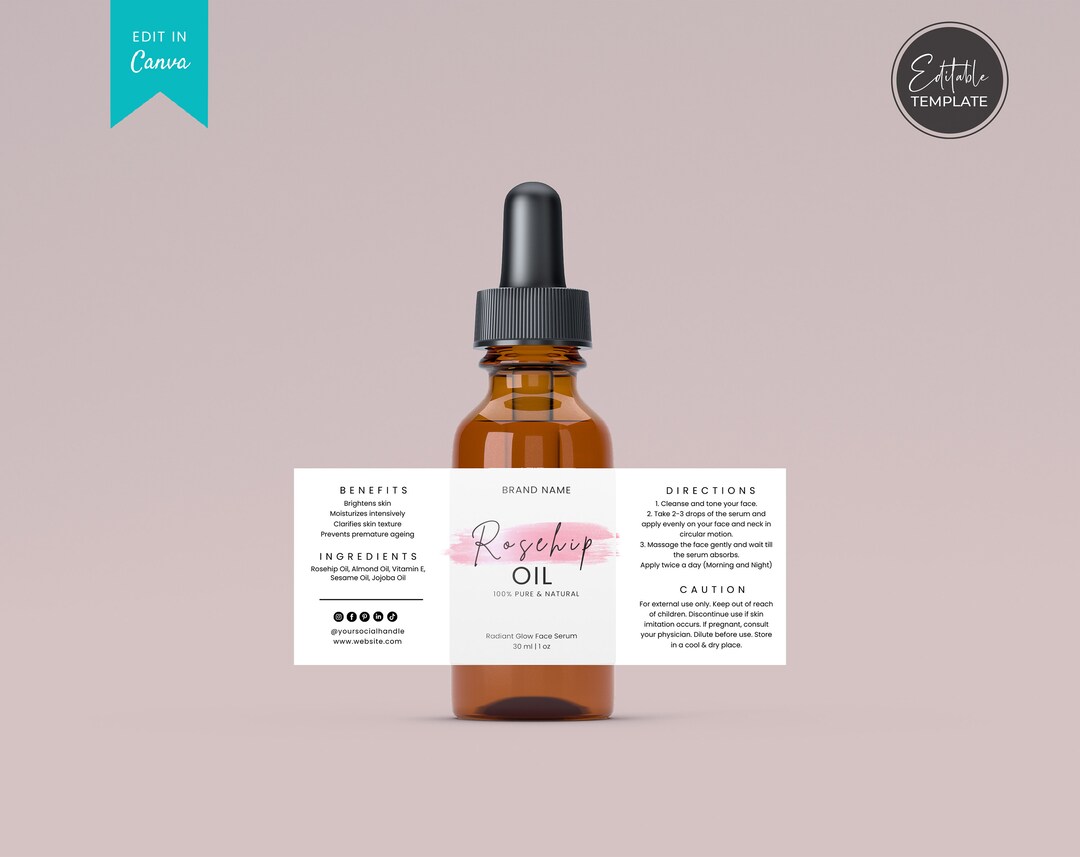 Editable Product Label Custom Label Template Stylish Dropper Etsy