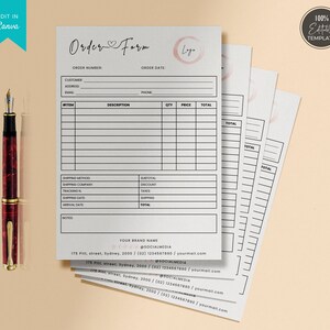 Editable Order Form Template Modern Order Form Small - Etsy Canada