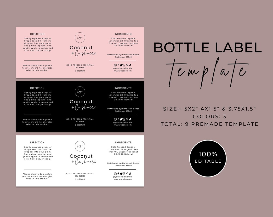 Editable Product Label Custom Label Template Stylish Dropper Etsy