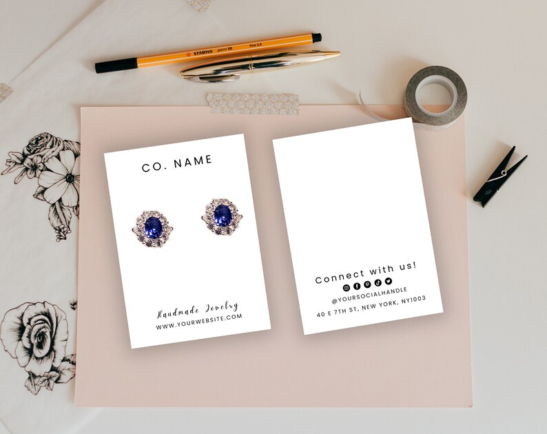 EDITABLE Jewelry Display Card Template Minimal Jewelry Etsy