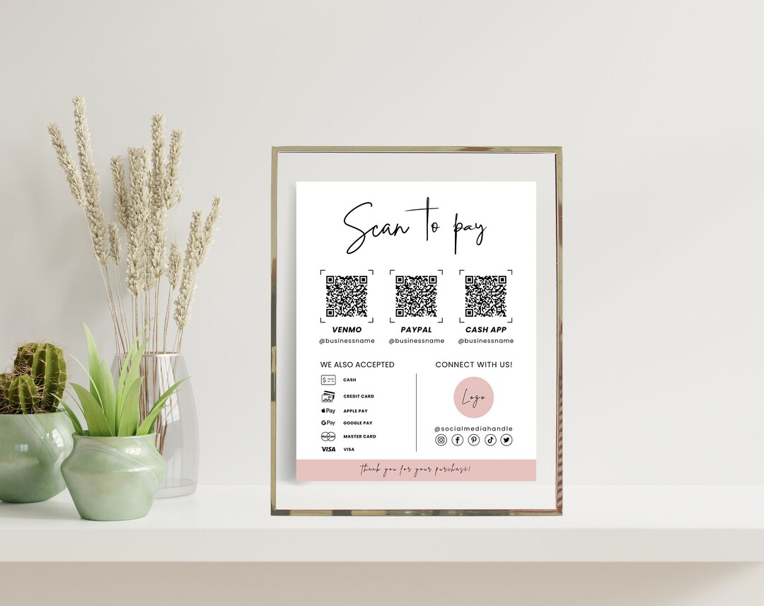 Editable QR Code Sign Printable Payment Sign Scan to Pay - Etsy UK