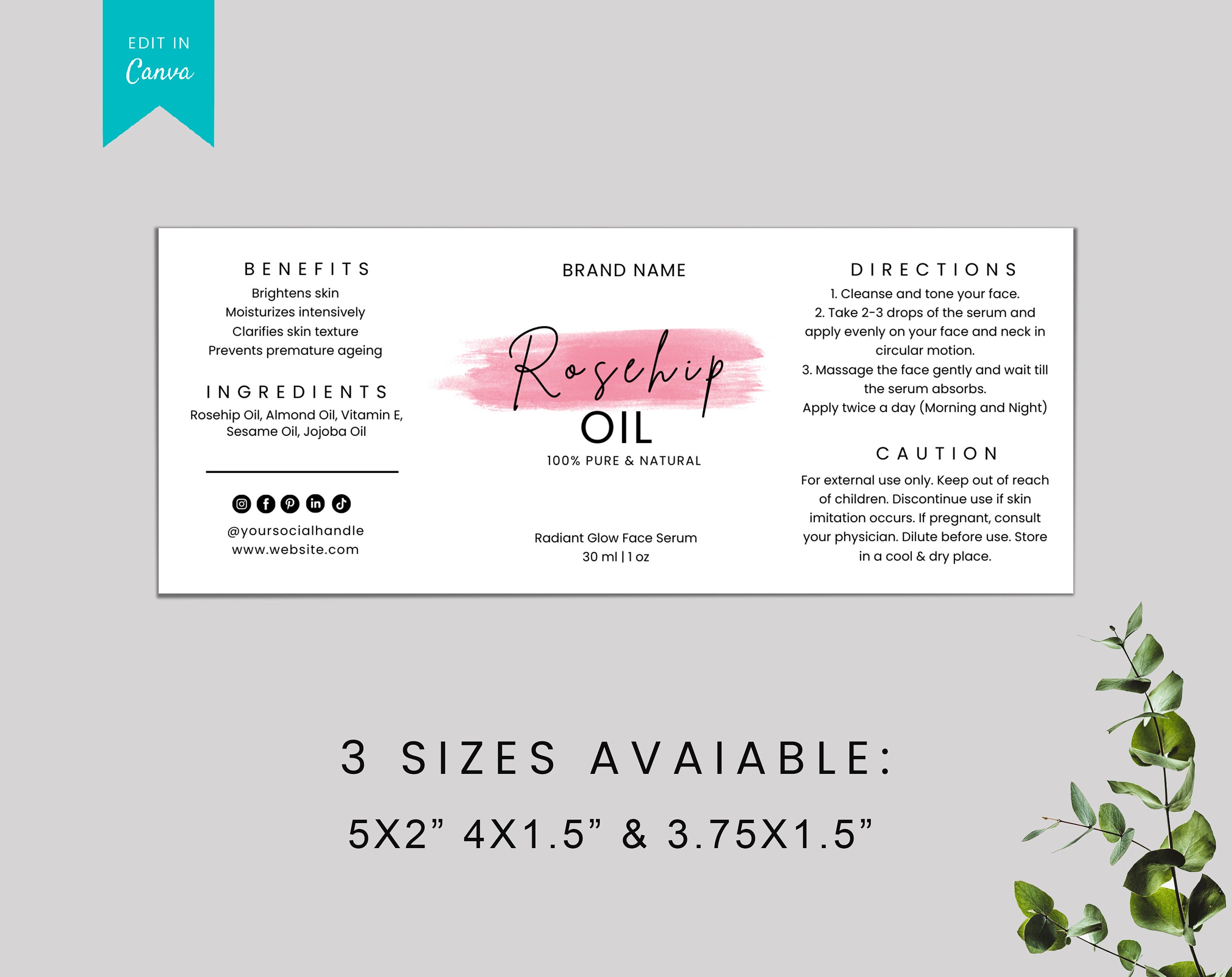 Editable Product Label Custom Label Template Stylish Dropper Etsy