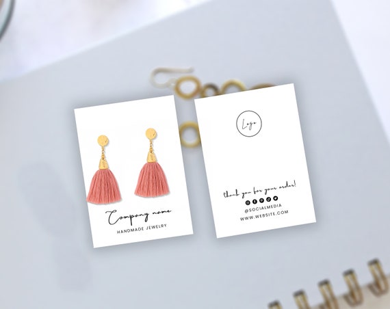 Editable Jewelry Display Card Template Canva, Printable Earrings