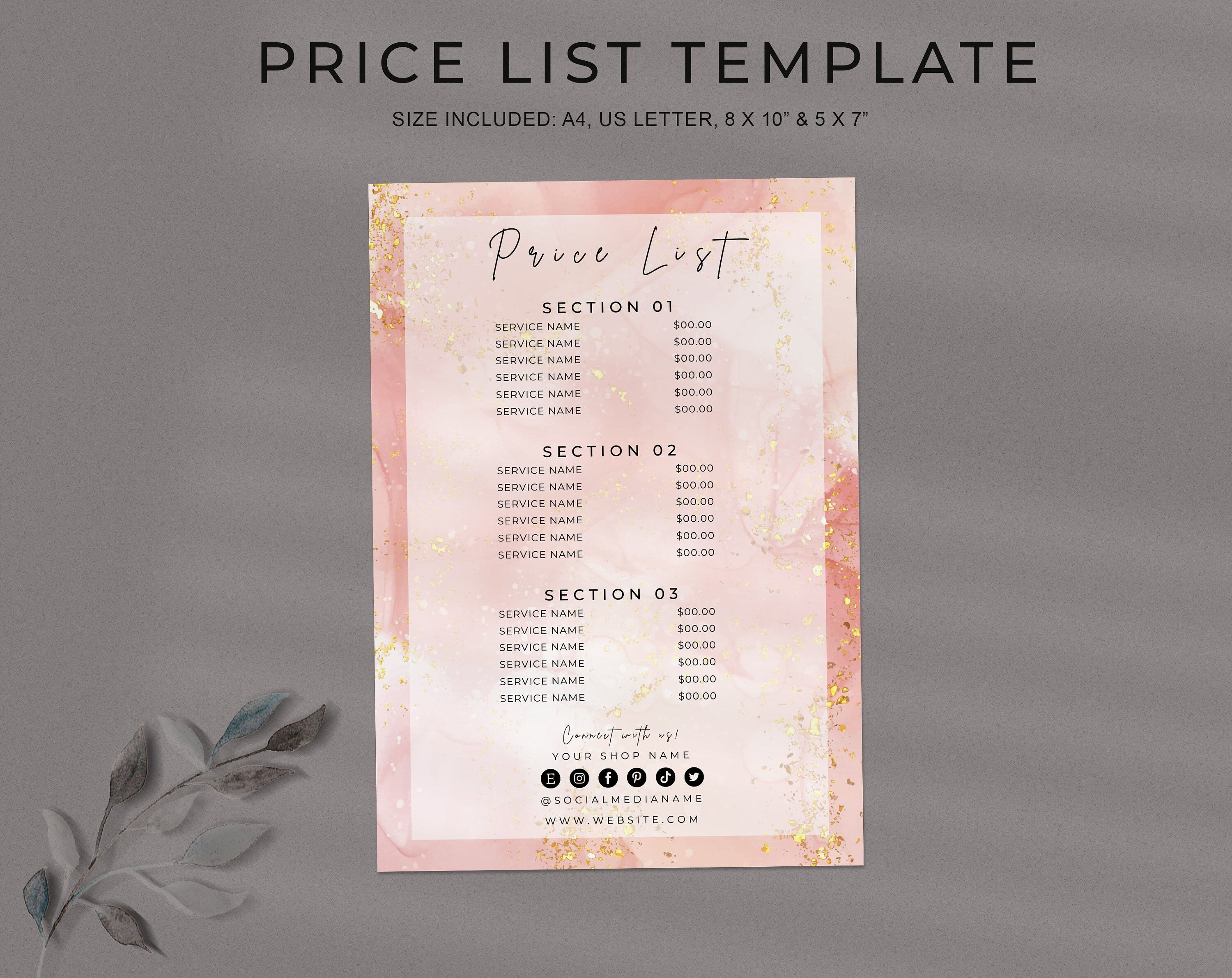 Editable Price List Template DIY Price Sheet Printable | Etsy