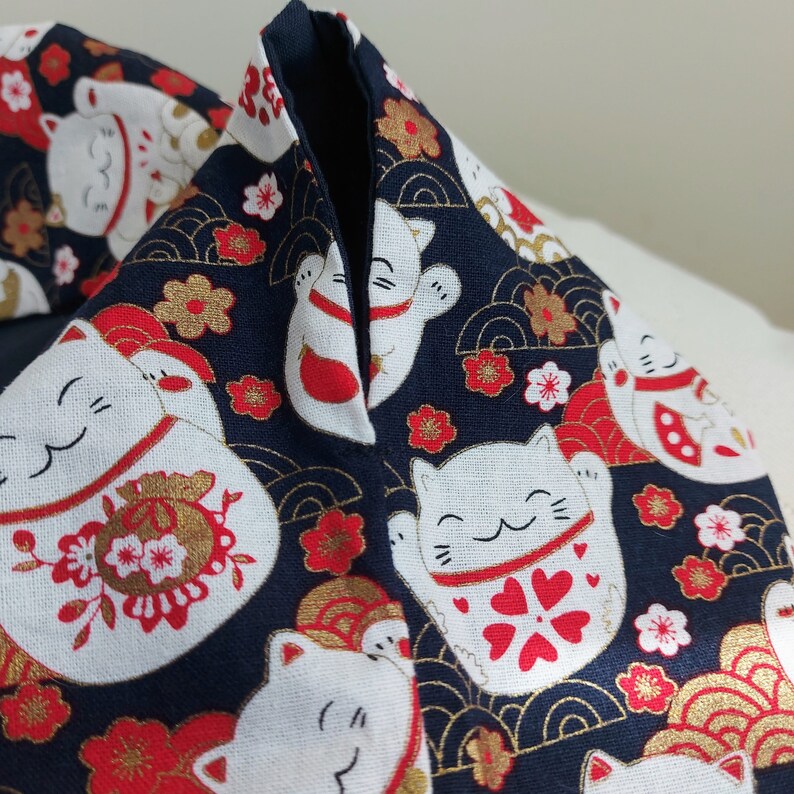 Lucky cat bag, Japanese cat bag, Japanese knot bag, Cat lover bag, Gift for cat lover. image 8