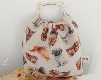 Pet bag, Dogs and cats tote bag, Yorkshire terrier bag, Pug dog lovers, Elegant tote bag, Handbag with handles, Perfect wedding purse