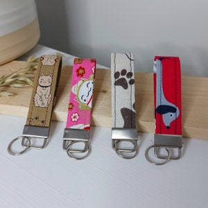 Maneki Neko Keychain, Cat Lover Keychain, Cat Fabric Lanyard, Fabric Keychain, Small Lanyard, Holder for Keys, Emancipate gift image 9