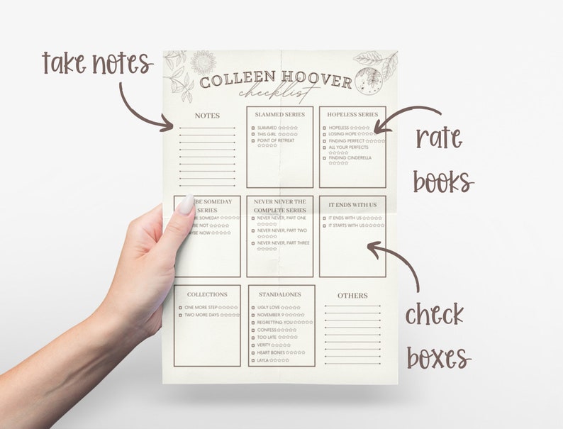 Colleen Hoover Reading Checklist Colleen Hoover Merch - Etsy