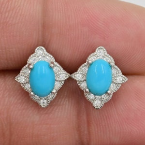 Natürlicher Türkis Ohrstecker, 925 Sterling Silber, Dezember Geburtsstein, Statement Ohrring, Türkis Schmuck, Geburtstagsgeschenk, Geschenk für sie