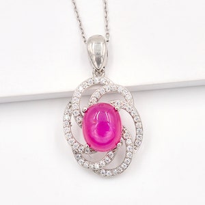 Natural Ruby Cabochon Pendant Necklace, 925 Sterling Silver, Solitaire Pendant, July Birthstone, Ruby Jewelry, Wedding Pendant, Gift For Her