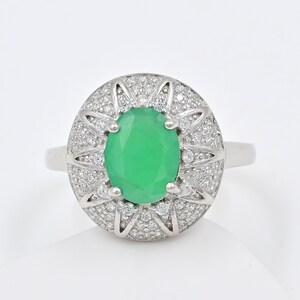 Natural Emerald Ring, 925 Sterling Silver, Solitaire Ring, May Birthstone, Emerald Jewelry, Wedding Ring, Anniversary Gift, Gift For Her