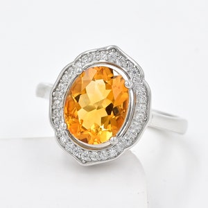 Natural Citrine Ring, 925 Sterling Silver, Solitaire Ring, November Birthstone, Citrine Jewelry, Proposal Ring, Wedding Ring, Gift For Her