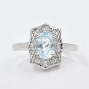 Natural Aquamarine Ring, 925 Sterling Silver, Statement Ring, March Birthstone, Gemstone Ring, Engagement Ring, Women Ring, Gift For Her