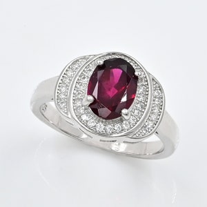 Natural Rhodolite Garnet Ring, 925 Sterling Silver, Statement Ring, January Birthstone, Gemstone Ring, Anniversary Gift, Gift For Her