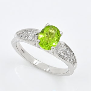 Natural Peridot Ring, 925 Sterling Silver, August Birthstone, Solitaire Ring, Peridot Jewelry, Proposal Ring, Birthday Gift, Gift For Her