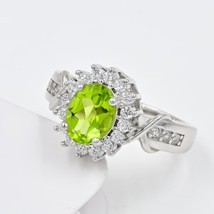 Natural Peridot Ring, 925 Sterling Silver, August Birthstone, Solitaire Ring, Peridot Jewelry, Promise Ring, Birthday Gift, Gift For Her