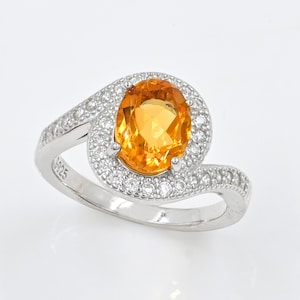 Natural Citrine Ring, 925 Sterling Silver, Solitaire Ring, November Birthstone, Wedding Ring, Engagement Ring, Citrine Jewelry, Gift For Her